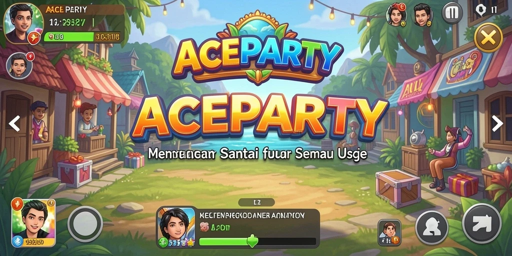 Tampilan seru gameplay ACEPARTY dengan teman-teman.