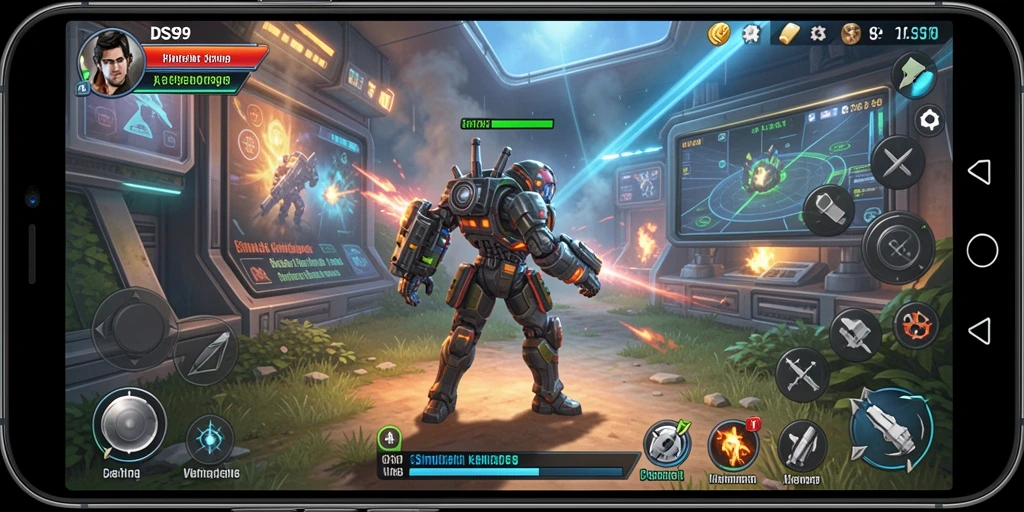 Tampilan gameplay DS99 yang menggambarkan kehidupan virtual yang menarik.